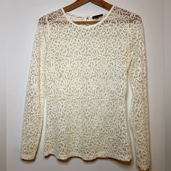 Cream lace sheer top from Dynamite. Size M. Worn once. - Picture 1 of 3